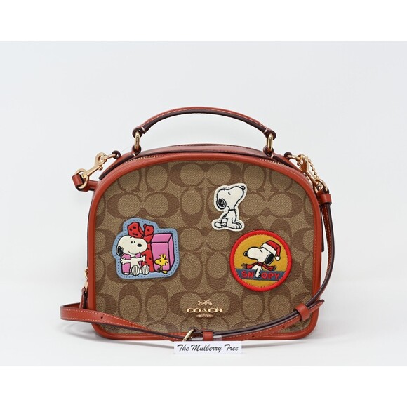 COACH X PEANUTS LUNCH PAIL Xbody Signature Canvas Snoopy Patches CE847 NWT $498 - Picture 1 of 14